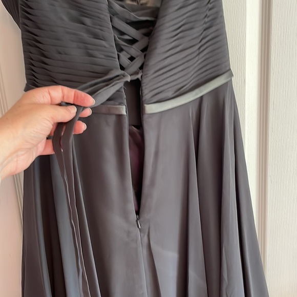 Gorgeous charcoal grey high low strapless dress. Bought in Montreal. - Picture 7 of 9